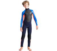 C-Skins Junior Element 3/2mm Back Zip Wetsuit - Slate Navy Flo Red Blue Tie Dye - Breathable - Unisex