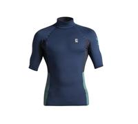 C-Skins NuWave Mens Short Sleeve UPF 50+ Lycra Premium quality Rash X Vest (Bluestone/Black/Dark Sage, M)