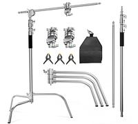 C Stand with Boom Arm-Photography Light Stand - Max Height 10.5ft/320cm, with 4.2ft/128cm Holding Arm, Stainless Steel Heavy Duty Stand Silver (CXJH01)
