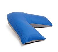 C Stores Large V Pillow with 2 Tone Pillowcase Extra Filled Cushioning Support for Head, Neck & Back - Non Allergenic (V Pillow with 2 Tone ROYAL BLUE/GREY Cover)