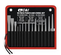 C&T 16-Piece Punch and Chisel Set with Storage Pouch, Including Taper, Cold Chisels, Pin, Center, Chrome Vanadium Steel