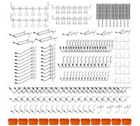 C&T 278-Piece Pegboard Hooks Kit with Storage Bins - 1/8 & 1/4 Inch Wall Mount Organizer for Garage, Workshop & Tool Storage, Durable Hanging System