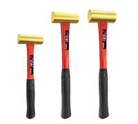 C&T 3-Piece Hammer Set, Jacketed Fiberglass Solid Brass Non-Sparking Hammers, 16, 24, 32oz, Non-Marring