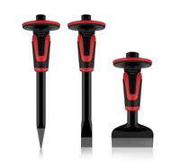 C&T 3Pcs Heavy Duty Masonry Chisel Set with Hand Guard, Stone and Rock Chisel, Rock Chisel Set, Stone and Rock Tool for Breaking, Splitting and Cutting- Professional Masonry Tools