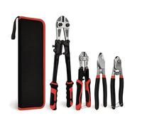 C&T 4-Piece Bolt Cutter Pliers Set, 14" & 8" Bolt Cutter, 8" Wire Cable Cutter, 8" Wire Rope Cutter with Carrying Bag, Cr-V Blade for Cutting Locks, Steel Wire, Chains