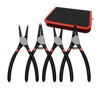 C&T 4-Piece Snap Ring Pliers Set,7" Internal/External Circlip Pliers Kit (Straight & Bent Jaw),CR-V Steel, for Retainer Removal, Includes Storage Pouch