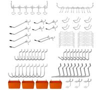 C&T 80-Piece Pegboard Hooks Kit with Storage Bins - 1/8 & 1/4 Inch Wall Mount Organizer for Garage, Workshop & Tool Storage, Durable Hanging System