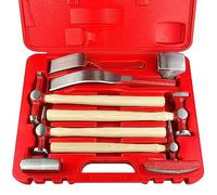 C&T 9 Piece Heavy Auto Body Repair Tool Hammer Dolly Set, Car Body Repair Tool Kit with Carrying Case, Hickory Handles,Fender Repair kit