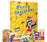 C&T Advent calendar for sweets, 90 pieces, 24 x retro candy of the nineties, vintage nostalgic Christmas calendar with childhood sweets