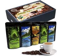 C&T Coffee Gift Set - 5 Different Coffees from Around the World - Whole Beans - Single Origin Coffee Freshly Roasted in Drum Roasting Process - Tasting Package & Gift for Men and Women