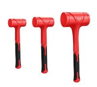 C&T Dead Blow Hammer Set of 3 Red and Black Shockproof Design No Rebound Hammer Unibody Molded Checkered Grip Spark and Rebound Resistant