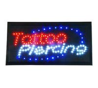 C= Tattoo Piercing = Rectangular Multicolored Flashing Commercial LED Sign Bright NEON Powerful Animated Display Hanging Chain Included Signs 48mm x 25mm x 2mm