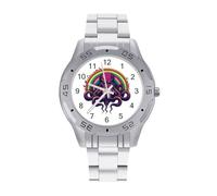 C-THU-l-hu Rainbow Men's Business Watch with Stainless Strap Fashion Easy Reader Wristwatch Gifts for Men