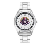 C-THU-l-hu Rainbow Men's Simple Watch with Stainless Strap Fashion Easy Reader Wristwatch Gifts for Men