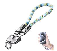 C to C 240W Charging Cable with Wearable Bracelet, 2-in-1 5A Fast USB-C Cable Phone Wrist Strap Lanyard, Wearable Charger Cables with Anti-Entanglement Nylon Braided Design (Yellow,0.3m/11.81in)