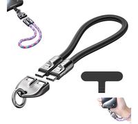 C to C 240W Charging Cable with Wearable Bracelet Design, 2 in1 Data Transfer & Phone Charger, Portable Fashion Fast Charger Cable for Laptop, Tablet, Smart Phone (Black,0.3m/11.81in)