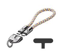 C to C 240W Charging Cable with Wearable Bracelet Design, Crossbody Type-C Cord, Phone Lanyard Built in Cable for Most Phones (Rainbow,0.3m)