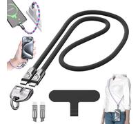 C to C 240W Charging Cable with Wearable Bracelet Design,Eclecficrafts Fast Charging Cords,480mbps Data Transfer & Phone Charger,Portable Nylon Fast Charger Cables for All Devices (Black,47.3in)