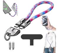 C to C 240W Charging Cable with Wearable Bracelet Design,Eclecficrafts Fast Charging Cords,480mbps Data Transfer & Phone Charger,Portable Nylon Fast Charger Cables for All Devices (Pink,11.8in)