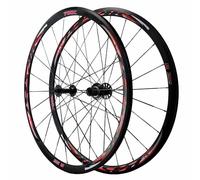 C/V Brake Wheelset 700C*20-35C Road Bike Quick Release Front Rear Wheels 9 * 100/10 * 130mm QR 30mm Aluminum Alloy Double Wall Bike Rims, 7-12 Speed Cassette(Black red)