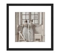 C W Eckersberg At A Window In The Artists Studio 8X8 Inch Square Wooden Framed Wall Art Print Picture with Mount Artery8 Black One Size