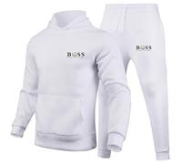C-White Men's Summer 2-Piece Outfits - Long Sleeve Hoodie & Jogger Pants for Gym, Running & Exercise
