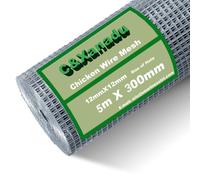 C&Xanad 300mm X 5m Chicken Wire Mesh Roll,12mm Holes Hot Dip Galvanised Panels for Poultry Pet Rabbit,Aviary,Garden Fence Animal Barrier.