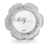C&Z Round Floral Picture Frame, 4x4 Circular Flower Shaped Photo Frame with High Definition Glass Front for Tabletop, Home Decor, Wedding, Graduation