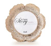 C&Z Round Floral Picture Frame, 4x4 Circular Flower Shaped Photo Frame with High Definition Glass Front for Tabletop, Home Decor, Wedding, Graduation