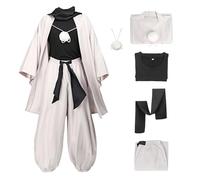 C-ZOFEK Anime Cosplay Haori Kimono Jacket Pants Black Stretchy Top with Scarf for Men Costume US SIZE(X-Small)