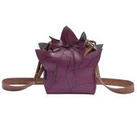 C-ZOFEK Renaissance Belt Pouch Leaf Shape Purse Ren Faire Bag Medieval Drawstring Waist Pack Fairy Cosplay Costume, Purple, One Size, Renaissance Medieval