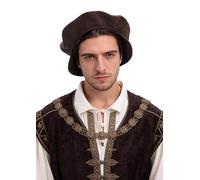 C-ZOFEK Tudor Beret Hat with Short Flap in the Back for Medieval Renaissance Cosplay (Brown)