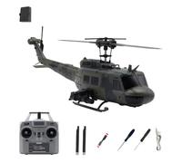 C032 RC Helicopter with One-Key Takeoff/Landing, 1/48 Scale UH-1 Huey 6CH 3D Inverted Flight RC Helicopter with 6-Axis Gyro Stabilization, Altitude Hold & Intelligent Positioning System - RTF