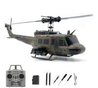 C032 UH-1 Huey RC Helicopter for Adults, 1/48 Scale 2.4G 6CH Flybarless RC Military Aircraft Model with 6-Axis Gyroscope, 3D Inverted Flight, Optical Flow Positioning - 1 Battery