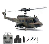 C032 UH-1 Huey RC Helicopter for Adults, 1/48 Scale 2.4G 6CH Flybarless RC Military Aircraft Model with 6-Axis Gyroscope, 3D Inverted Flight, Optical Flow Positioning - 3 Battery