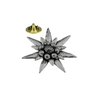 C1 Large Edelweiss English Pewter Lapel Pin Badge