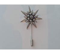 C1 Large Edelweiss fine english pewter Motif on a tie stick pin hat scarf collar coat