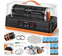 C1 Pro Ultra Brushless Rock Tumbler Kit - Double Barrel for Large 7LB Capacity, 6X More Noise Cancelling, Quiet Rotary Polisher with Full Accessories, Perfect Gift for All Age