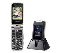 artfone C10 2G Dual SIM Unlocked Basic Mobile Phone for Seniors丨 Dual Display丨SOS Button丨Speed Dial丨Big Button Senior Flip Phone丨Charging Dock丨FM Radio丨Torch丨Speed Dial丨1300mAh Battery - Black