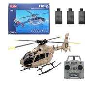 C123 1/36 Scale EC135 Helicopter 2.4G 6CH Single-Rotor Gyroscopic Flying Aircraft Model (RTF Version/Champagne Gold) - 3 Battery