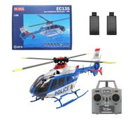 C123 1/36 Scale EC135 RC Helicopter, 2.4G 6CH Single-Rotor Remote Control Helicopter, 6G Mode & 6-Axis Gyro Aircraft Model Gift Toy for Adult - 2 Battery