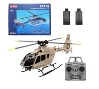 C123 1/36 Scale EC135 RC Helicopter, 2.4G 6CH Single-Rotor Remote Control Helicopter, 6G Mode & 6-Axis Gyro Aircraft Model Gift Toy for Adult - 2 Battery