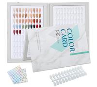 C12rtive 180 Nail Colour Book, Nail Colour Display Book with 240 Nail Tips and 1-200 Number Stickers, Professional Nail Colour Chart for Nail Polish, UV Gel, Nail Art Design (Grey)