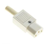 C13 Rewireable IEC Connector, 10A Straight, White - IEC320-C13 Connectors 3 Terminals Female Power Adapter Connector Pins Inline Plug Socket