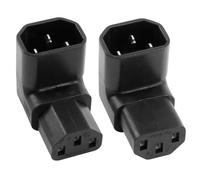 C13 to C14 Connector IEC320 Adapter, 90 Degree Right Angle Kettle Lead Angled Adapter, IEC-Stecker C14 auf C13-Buchse, 250V 10A, Right Angle IEC Cable for PDU, Computer, HDTV (1 Upward, 1 Downward)