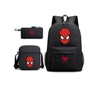 (C14, Backpack) Marvel Spider-Man Backpack Three-piece Set Medium Backpack Large Capacity Starry Sky Campus Backpack for Men and Women