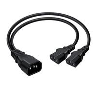 C14 to 2x C13 Power Splitter Cable, IEC 60320 Y Splitter Extension Lea
