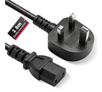 C17 Main Power Cable, compatible with Xbox One/360/360E, PS4 Pro, PlayStation 4 Pro (first-generation model), and other small appliances. Features a 2 Pin Power Supply Cable UK Plug (black)