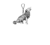 C18 Howling Wolf English Pewter Emblem Mobile Phone Charm, 4cm Cord, Gift Packed