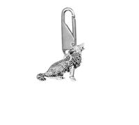 C18 Howling Wolf fine English Pewter on a Silver snap Detachable Zipper Pulls for Bags Repair, Universal Zip Head Buckle Pendant for Jacket & Down Coat